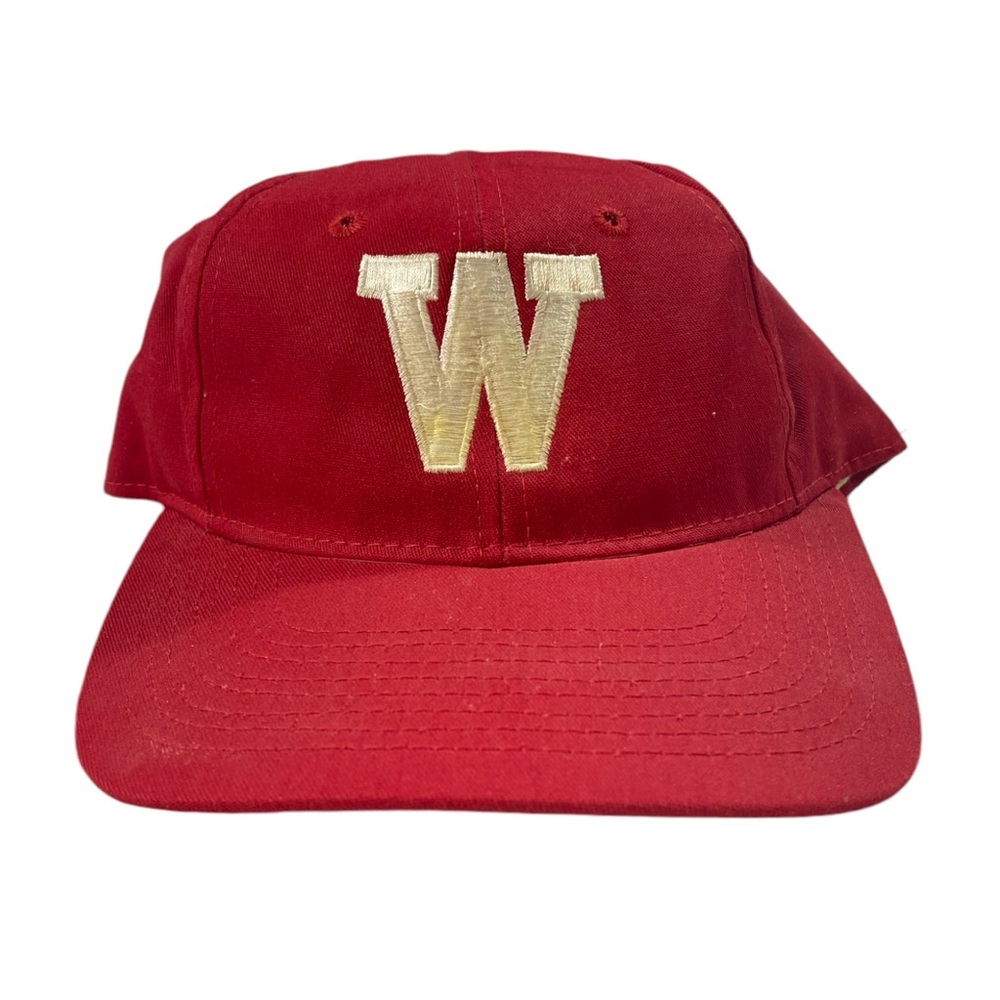 Vintage Ohio Wesleyan College SnapBack Hat Red White University Square
